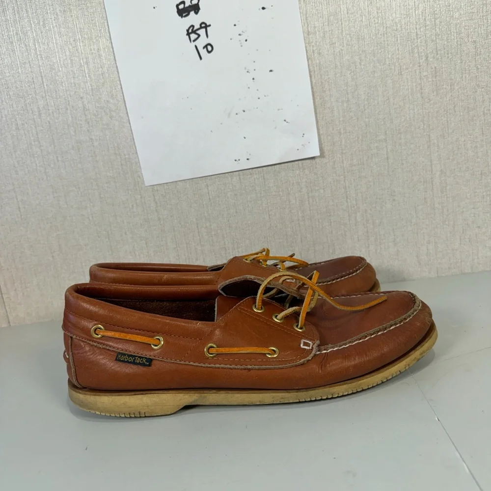 Harbor Tack Sail Boat Shoes-Genuine Hand Sewn Brown Leather‎ Size 12